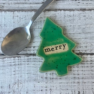 Made to order- Christmas Tree Trinket dish - Tea Bag rest - Coffee Spoon - Jewelry- ring holder- shower- votive candle- rings-holiday decor