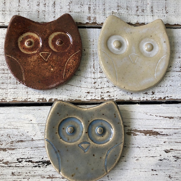 made to Order Owl Trinket dish - Tea Bag rest - Coffee Spoon rest - Jewelry Dish- ring holder- wedding favors- shower- votive holder- rings