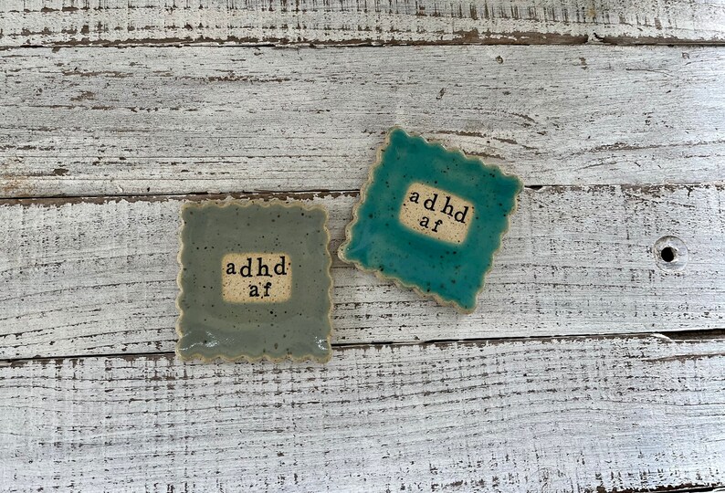 made to order Stamped Ceramic spoon rest adhd af Trinket dish stamped gift hostess pottery holder coffee drinker fun gift image 3