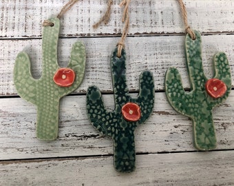 Made to Order Cactus ornament - wall hanging- Holiday decor - Cacti- gift- lace pottery-taco party-cinco de mayo-floral- Texas- southwest