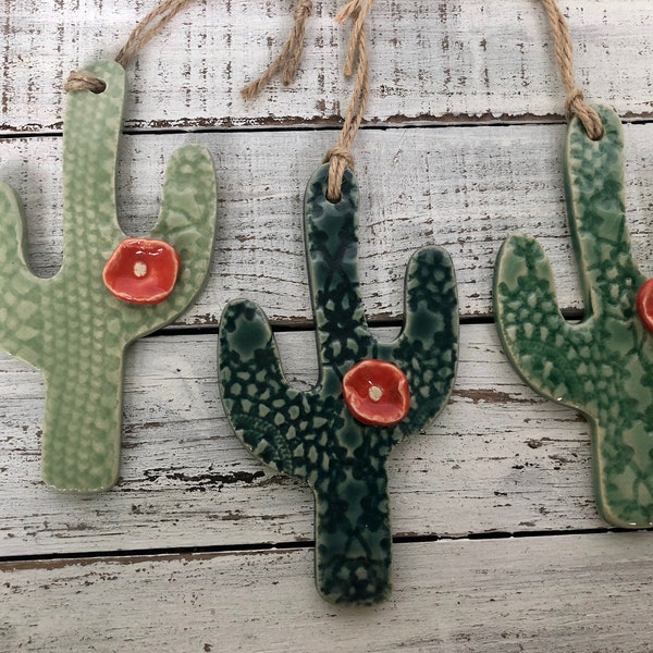 Made to Order Cactus ornament - wall hanging- Holiday decor - Cacti- gift- lace pottery-taco party-cinco de mayo-floral- Texas- southwest