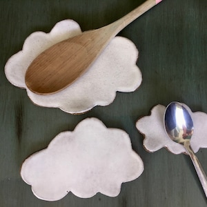 Made to order- Cloud Spoon Rest -  Coffee or stove - pottery- Jewelry Dish- Soap- Ceramic clouds- tea bags- Kitchen Decor - trinkets- gift