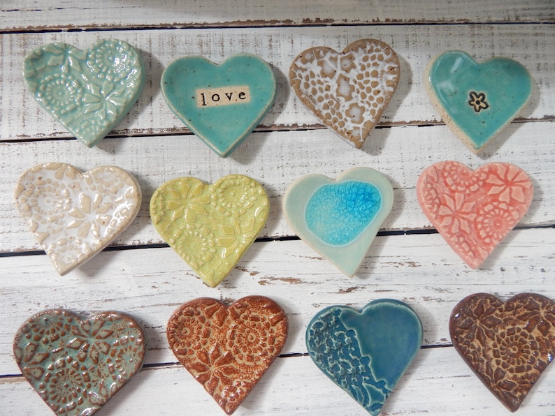 Assorted Ceramic Hearts Wedding favors Shower Coffee Spoon Rests Ring Holder Trinket dish Tea Bags valentines day teachers gift image 4