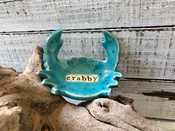 Ceramic Crab Coffee Spoon Rest Tea Bag Rest Candle Holder Ring Dish Jewelry  Trinket Dish Green Ocean Decor-gift 
