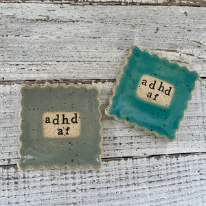 made to order Stamped Ceramic spoon rest adhd af Trinket dish stamped gift hostess pottery holder coffee drinker fun gift image 1