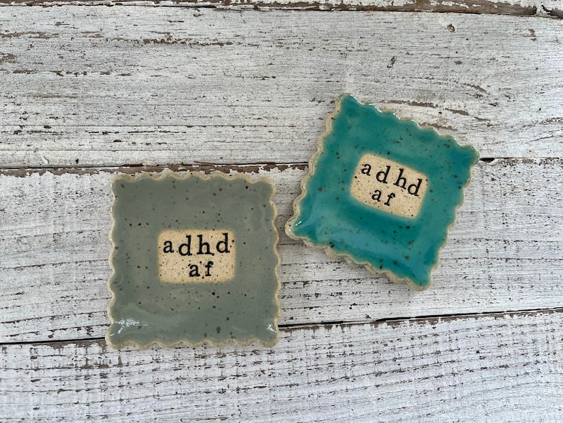 made to order Stamped Ceramic spoon rest adhd af Trinket dish stamped gift hostess pottery holder coffee drinker fun gift image 1