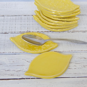 Made to order ceramic-  LEMONS- LIMES- Coffee Spoon Rests -Favors - trinket dishes - Tea bag rests- Ring Holders- wedding favors- shower