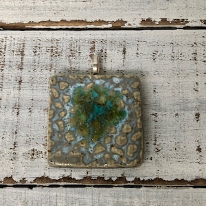 Ceramic pendant- necklace- grey- Jewelry- for her- original- one of a kind - bail- essential oil- handmade- diffuser jewelry- antique lace