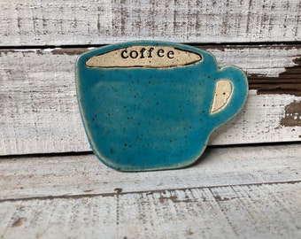 made to order Stamped Ceramic spoon rest-  -Trinket dish- stamped- gift- hostess- pottery- holder- coffee drinker- fun gift- cup- mug