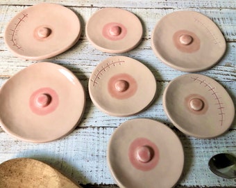 Made to order- Breast cancer spoon Rest -  Coffee or stove - pottery- Jewelry Dish- Soap- Ceramic tea bags- mastectomy scar- survivor