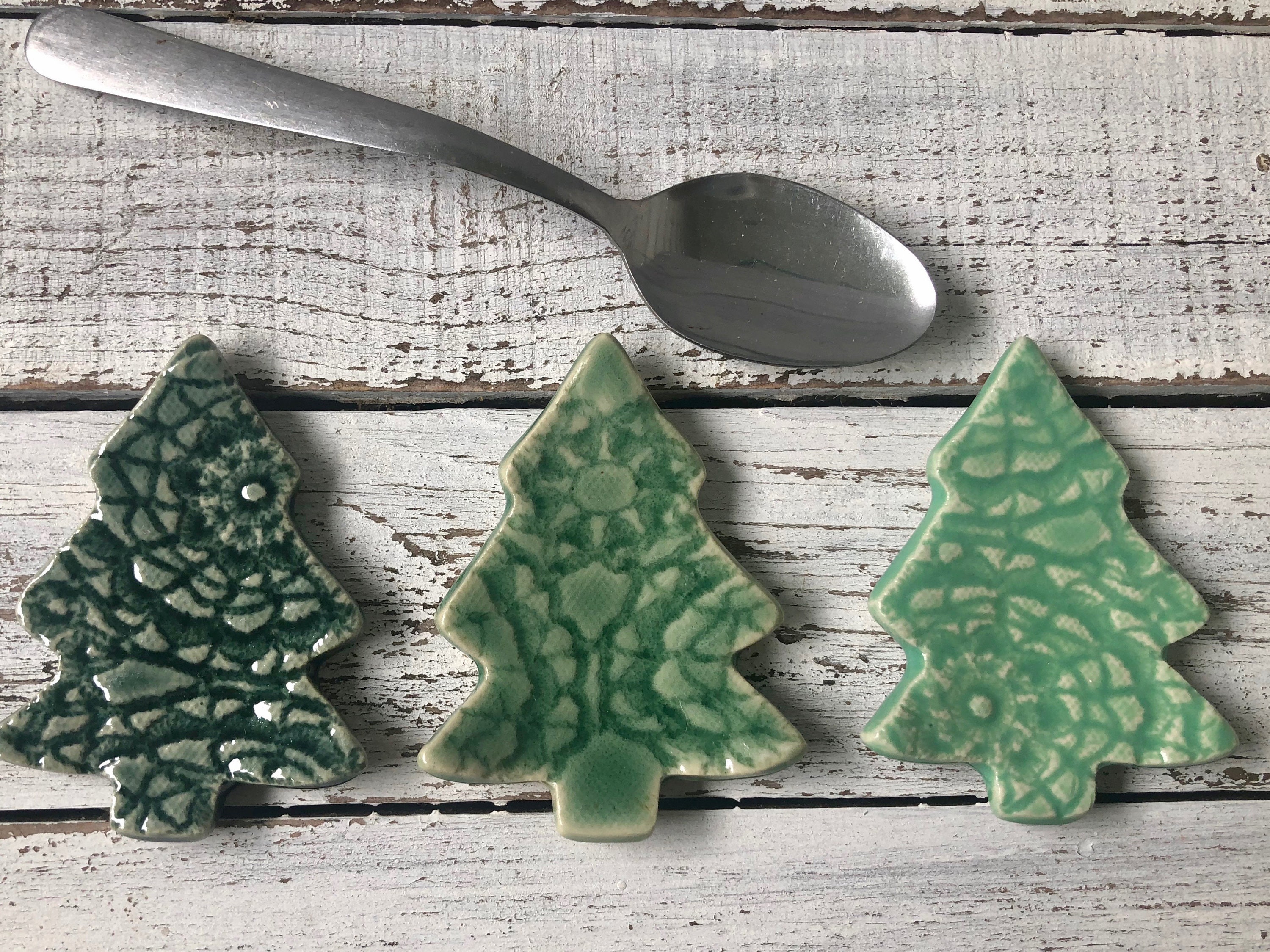 Made to order- Christmas Tree Trinket dish - Tea Bag rest - Coffee Spoon - Jewelry- ring holder- shower- votive candle- rings-holiday decor