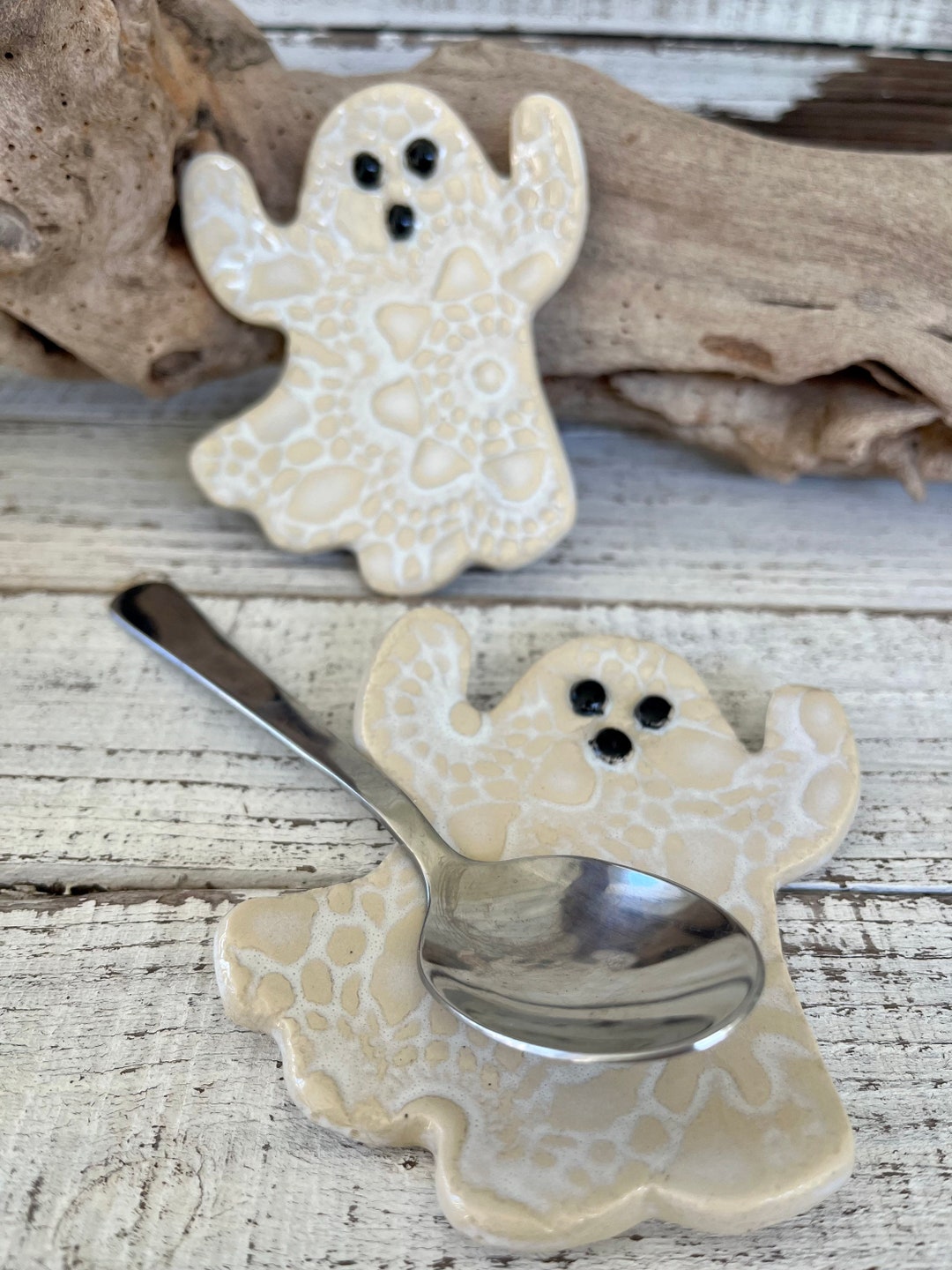 Made to Order Ceramic Lace Ghost-coffee Spoon Rest- Tea Bag Rest ...