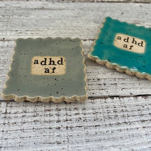 made to order Stamped Ceramic spoon rest adhd af Trinket dish stamped gift hostess pottery holder coffee drinker fun gift image 2