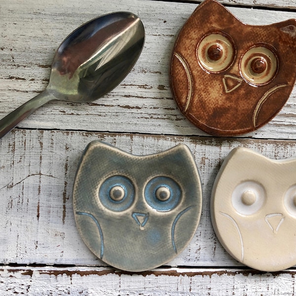 made to Order Owl Trinket dish - Tea Bag rest - Coffee Spoon rest - Jewelry Dish- ring holder- wedding favors- shower- votive holder- rings