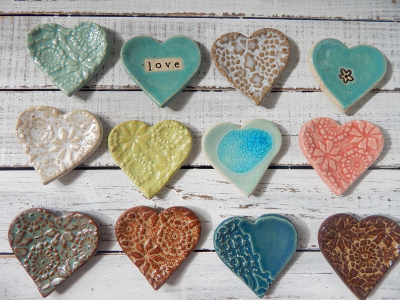 Assorted Ceramic Hearts Wedding favors Shower Coffee Spoon Rests Ring Holder Trinket dish Tea Bags valentines day teachers gift image 3