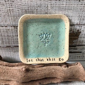 Ceramic lotus dish -Tapas- dessert- jewelry -pottery- food prep serving- namaste- candle plate- soap- trinkets- spoon rest- stackable- green