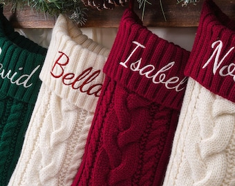 Family Christmas Stockings, Personalized Embroidered Christmas Stocking, Custom Knitted Family Stockings, 2025Holiday Stocking With Name.