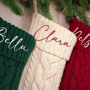 Personalized Embroidered Christmas Stocking, Custom Knitted Family Stockings,Holiday Stocking With Name, Family Christmas Stockings.