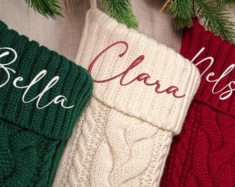 Personalized Embroidered Christmas Stocking, Custom Knitted Family Stockings,Holiday Stocking With Name, Family Christmas Stockings.