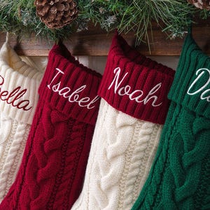 Embroidered Christmas Stocking, Personalized Family Christmas Stockings, Custom Knitted Family Stockings, 2025 Holiday Stocking With Name.