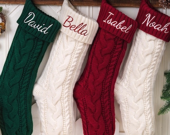 Personalized Embroidered Christmas Stocking, Custom Knitted Family Stockings,Holiday Stocking With Name, Family Christmas Stockings.