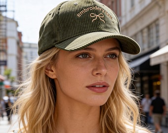 Custom Vintage Baseball Cap,Text/Logo Embroidered Hat,Corduroy Trucker Hat,Bachelorette Party favor,Girl Trip Gift for her