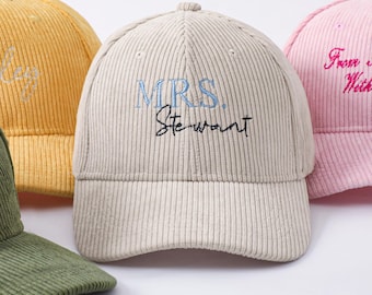 Embroidered Corduroy Baseball Cap Custom,Text/Logo Embroidered Hat,Vintage Trucker Hat,Bachelorette Party favor, Girl Trip Gift for her