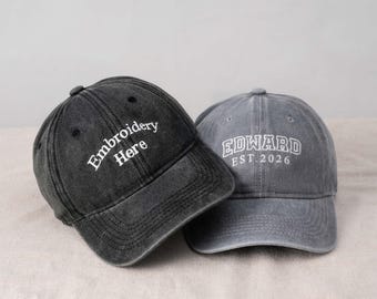 Custom Text Embroidered Hat,Personalized Vintage Baseball Hat,Unisex Team Event Cap
