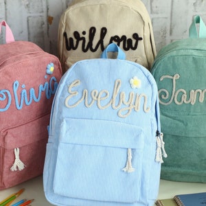 Sac à dos personnalisé en velours côtelé pour enfants, sac à dos pour la maternelle, sac à dos pour tout-petit, cartable pour enfants, sacs à dos monogrammés pour tout-petits, premier jour d'école