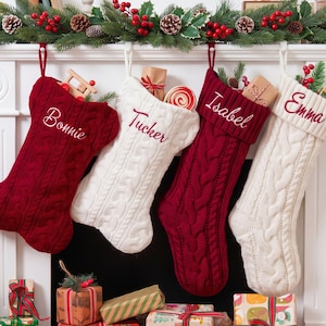 Family Christmas Stockings, Personalized Embroidered Christmas Stocking, Custom Knitted Family Stockings,Holiday Stocking With Name. image 4