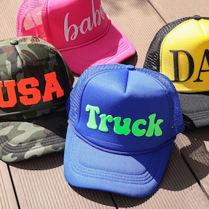 Custom 3D PUFF Print Trucker Hat, Personalized Foam Hat, Unisex Mesh Trucker Hat, Party Trucker Hats, Baseball Cap, High Crown Hat
