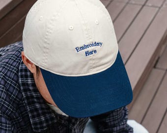 Custom text embroidered hat, vintage style trucker hat, retro baseball hat, personalized hat, gift for new mom and dad, unisex baseball hat.