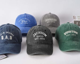 Personalized Dad Embroidered Hat,Custom Embroidered Baseball Hats,Vintage Baseball Cap for New Dad,Father's Day Gift for Dad, Papa