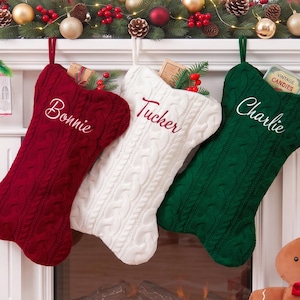 Family Christmas Stockings, Personalized Embroidered Christmas Stocking, Custom Knitted Family Stockings,Holiday Stocking With Name. image 5