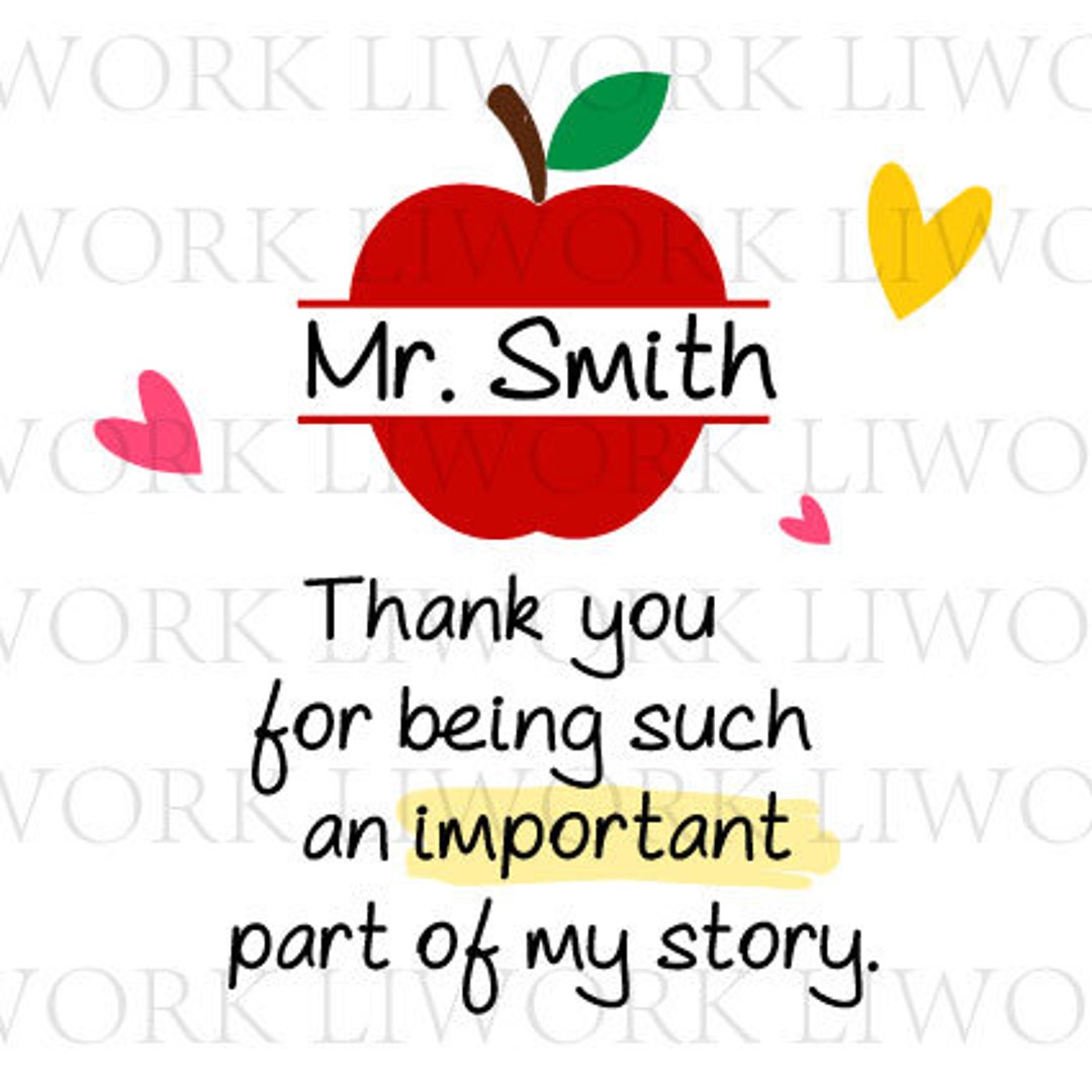 Teacher Appreciation Printable, Thank You for Being Part of My Story ...