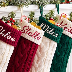 2026 Personlig broderad julstrumpa, stickade familjestrumpor, julstrumpa med namn
