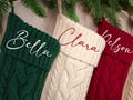 Family Christmas Stockings, Personalized Embroidered Christmas Stocking, Custom Knitted Family Stockings, 2024 Holiday Stocking With Name.