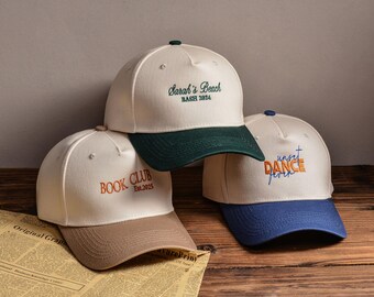 Personalized Embroidered Vintage Trucker Hat, Text Logo cap, Bachelor Party Hat