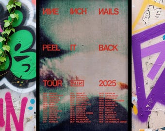 Nine Inch Nails Peel It Back Tour 2025 affiche, art mural, affiches de films classiques, objets de musique vintage