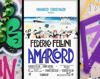 アマルコルド木製看板、フェデリコ・フェリーニ、壁掛け、イタリア映画