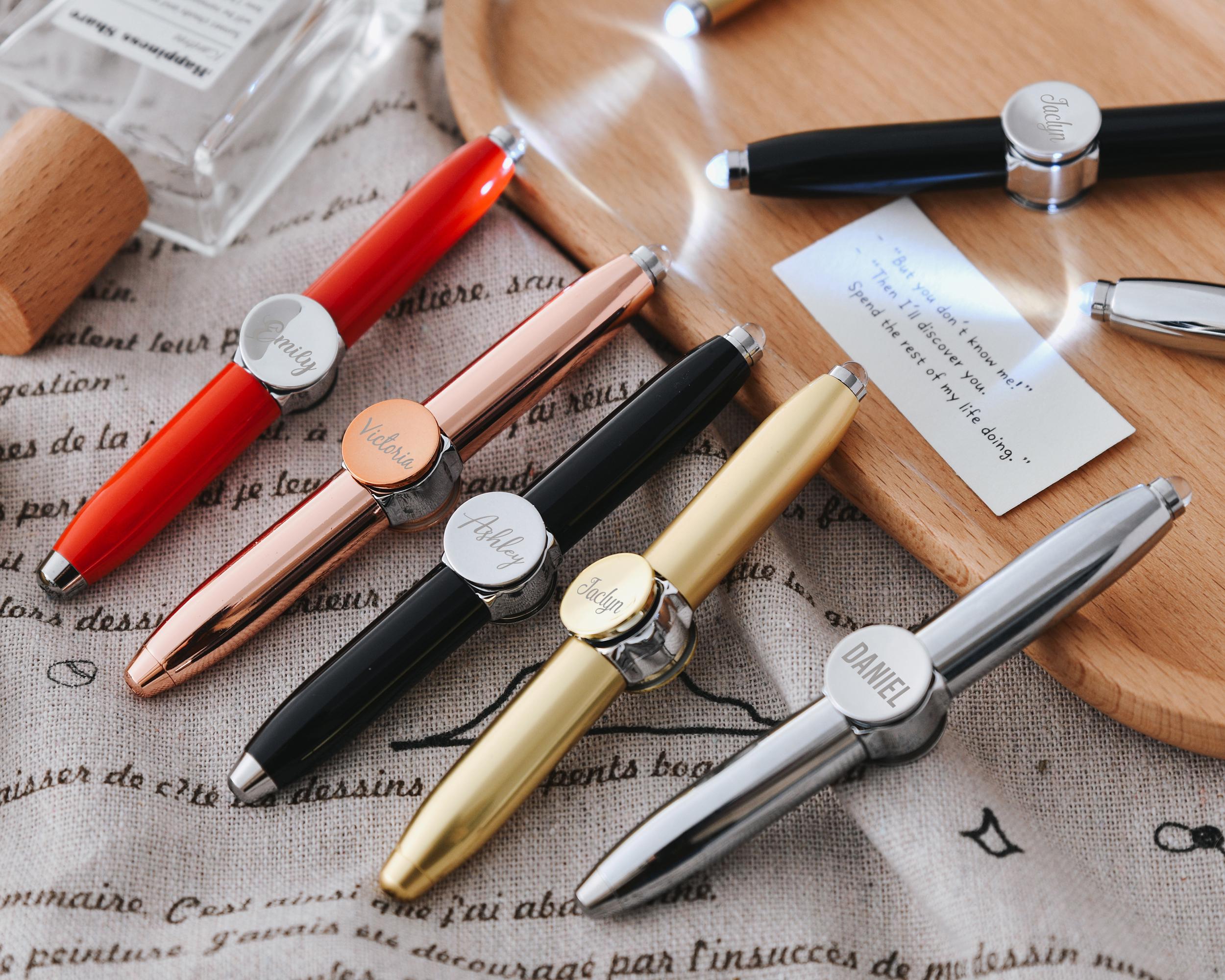 Personalized LED light spinning pen,pen,ballpoint pen, stress relief,custom fidget spinner pen for men and women,unique gift for her or him