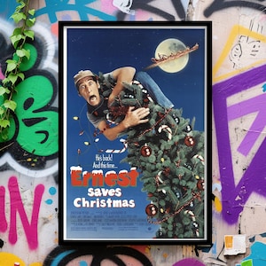 Ernest Saves Christmas 1988 Movie Poster, Wall Art, Classic Movie Posters, Vintage Film Fan Collectibles
