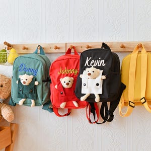 Sac à dos personnalisé pour enfant avec nom, sac à dos personnalisé pour tout-petit, cadeau de rentrée, sac à dos ours en peluche, sac à dos pour étudiant, sac de voyage