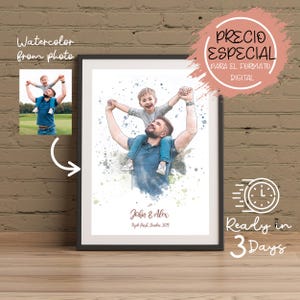Personalized Father&#39;s Day Gift, Custom Dad Portrait, Wall Art, Unforgettable Father&#39;s Day, Watercolor Portrait from Photo