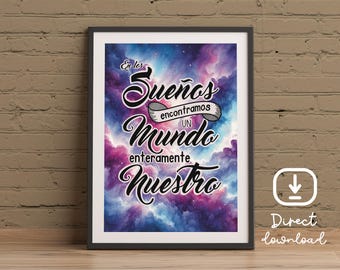 Magische tovenaarsmuurkunst, inspirerende quote, tovenaarskamerdecoratie, digitale download, magische muurprint, cadeau voor een baby. Spaanse versie.
