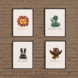 Magical Wizard Nursery Art Print Set of 4, Wizarding Nursery Decor Digital Download, Magical Print, Nursery Print, Gift for baby, Wall decor