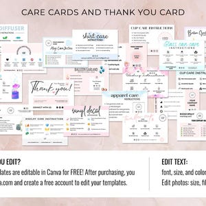 Care Card Small Business Bundle, Canva Editable Template, Printable Cup ...