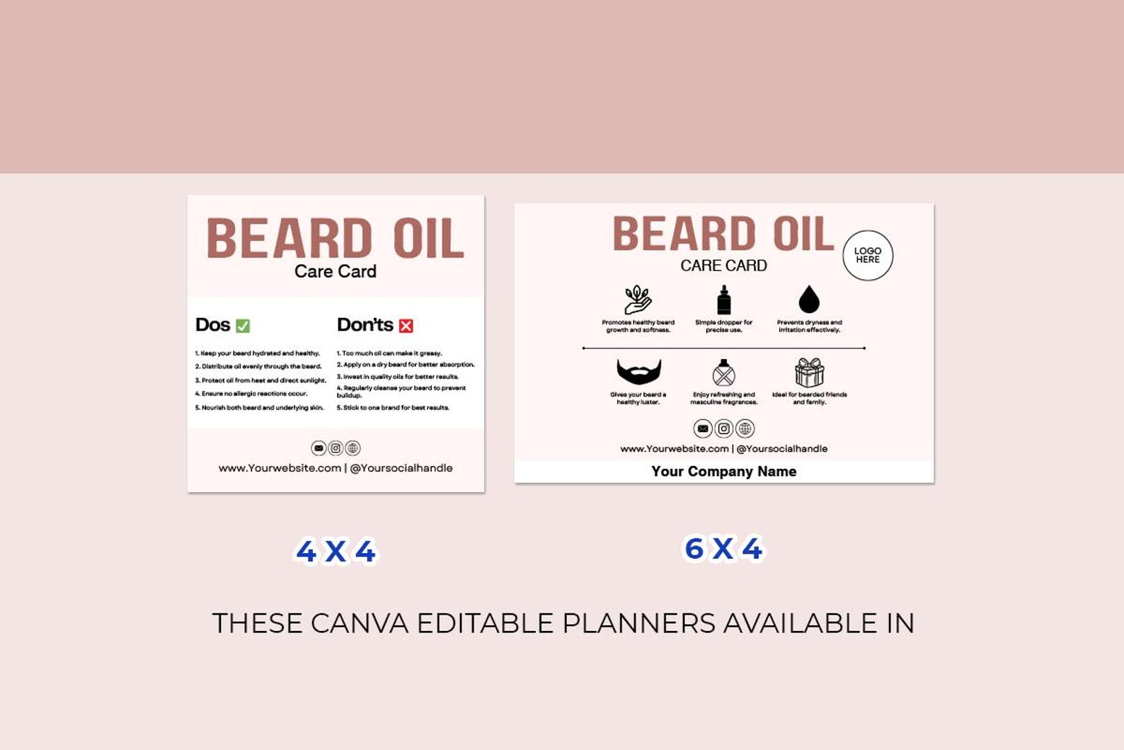 Beard Oil Care Card Template, Editable Canva Guide (digital Download ...