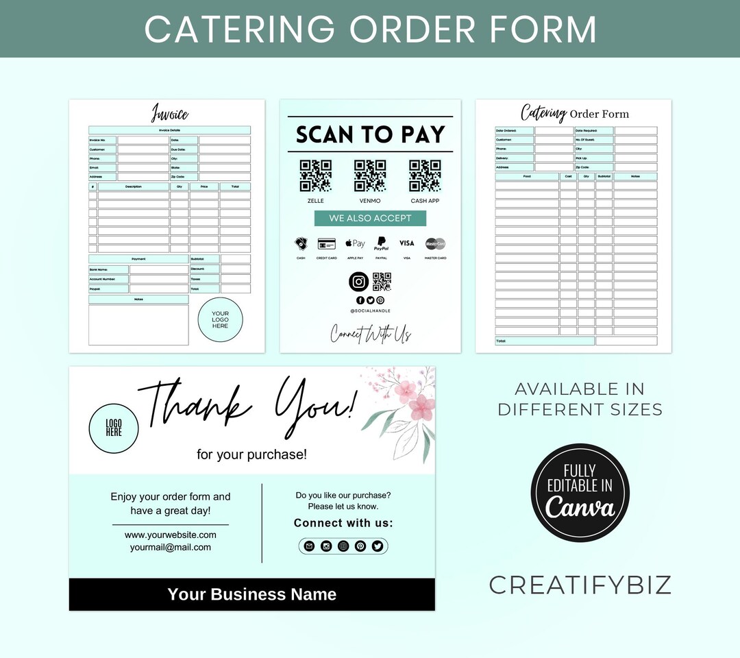 catering order bundle, catering template, editable... Editable Catering Order Form Template, Wedding & Event Planner (canva ...