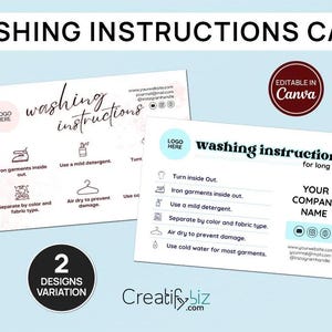 Wasinstructies Onderhoudskaartsjabloon, wasinstructies voor vinylshirt, onderhoudsinstructies voor shirts, afdrukbare wasinstructies